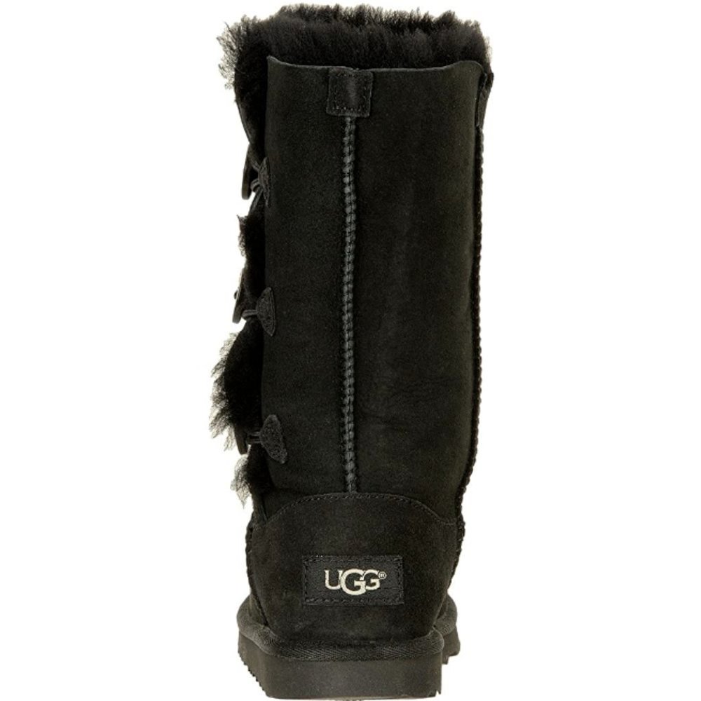 NEW UGG Kids Youth Bailey Button Triplet II Black Youth Tall Sheepskin Foldable - Picture 3 of 7